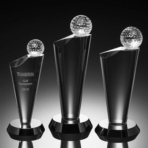 Crystal Cup Wood Accented Bubble Vase Trophy Award Premium Champion Golf  Trophies